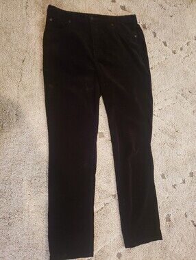 Talbots Corduroy Pants Womens 10 Black High Rise Straight Leg